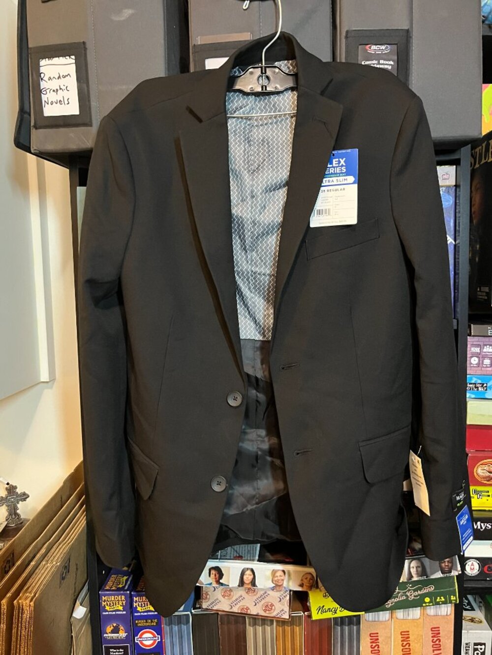 Haggar H26 Flex Series Black Suit Jacket 38R Ultra Slim Stretch Performance NWT